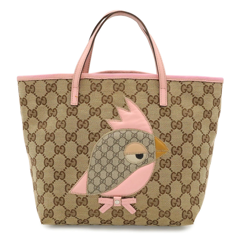 Gucci GG Canvas Zoo Series Papagallo Parrot Bird Tote Bag Khaki Green Beige